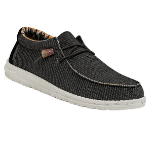 Hey Dude Wally Knit Charcoal Men's Slip On Organic Cotton Canvas Shoes