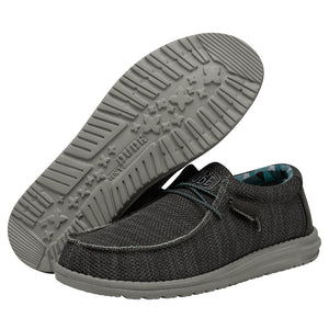 Hey Dude Wally Sox Charcoal Men's Slip On Organic Cotton Canvas Shoes