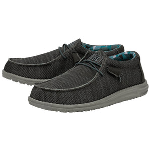 Hey Dude Wally Sox Charcoal Men's Slip On Organic Cotton Canvas Shoes