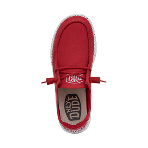 Hey Dude Wendy Slub Canvas Red Women's Slip On Canvas Relaxed Fit Shoes