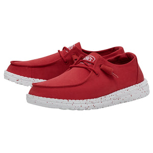 Hey Dude Wendy Slub Canvas Red Women's Slip On Canvas Relaxed Fit Shoes