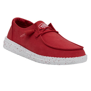 Hey Dude Wendy Slub Canvas Red Women's Slip On Canvas Relaxed Fit Shoes