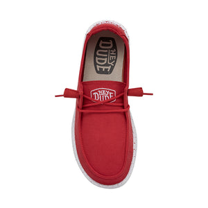 Hey Dude Wendy Slub Canvas Red Women's Slip On Canvas Relaxed Fit Shoes
