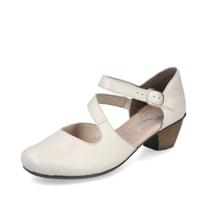 Rieker 41780-80 Cream Womens Casual Comfort Leather Heel