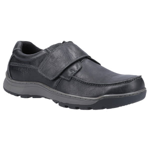 Hush Puppies Casper Black Mens Casual Comfort Touch Fastening Leather Shoes