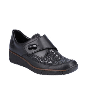 Rieker 537C0-00 Black Womens Casual Comfort Touch Fastening Shoes