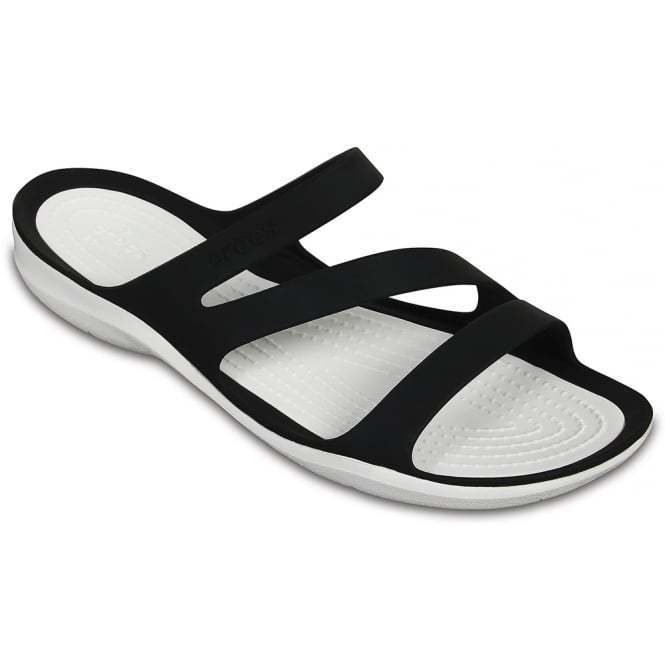 Crocs Swiftwater Sandal Black/White Womens Flexible Slip On Multipurpose Sandals