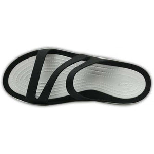 Crocs Swiftwater Sandal Black/White Womens Flexible Slip On Multipurpose Sandals