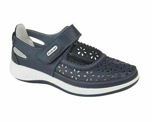 Boulevard L9552NC Navy Womens Wide Fitting EEE Casual Comfy Shoes Leather