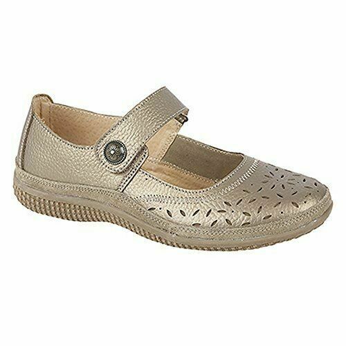 Boulevard L408A Women Wide Fit EEE Casual Touch Fasten Real Leather Shoes Bronze Shoe centre Dawlish
