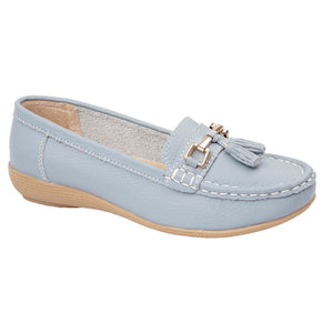 Jo & Joe Nautical Baby Blue Womens Slip On Leather Loafers Moccasin Casual Shoes
