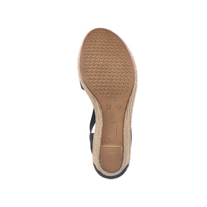 Rieker 624H6-14 Navy Womens Casual Comfort Slingback Wedge Sandals
