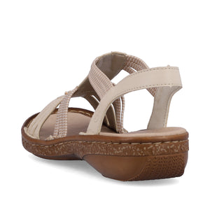 Rieker 62855-60 Perle Cream Women's Casual Elastic Cross Over Straps Sandals