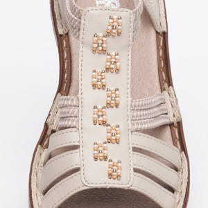 Rieker 62855-60 Perle Cream Women's Casual Elastic Cross Over Straps Sandals
