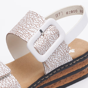 Rieker 62950-80 White Casual Comfort Slingback Platform Wedge Sandals