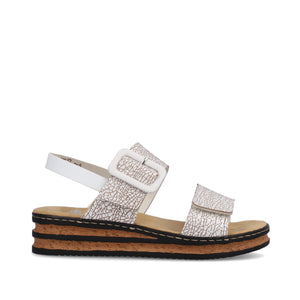Rieker 62950-80 White Casual Comfort Slingback Platform Wedge Sandals