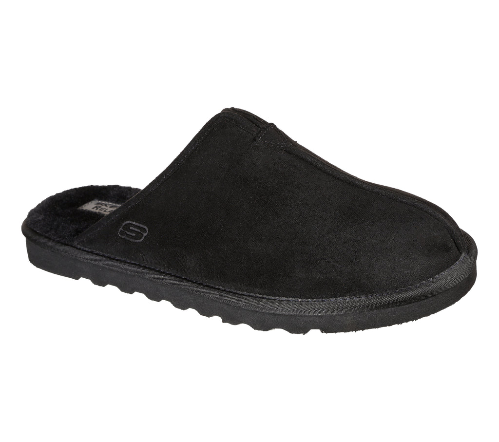 Skechers 66094/BLK Men's Black Relaxed Fit Comfort Slippers