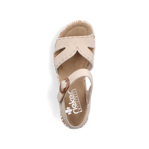 Rieker 67173-60 Cream Womens Casual Comfort Slingback Wedge Sandals