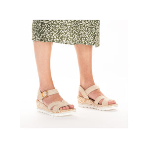 Rieker 67173-60 Cream Womens Casual Comfort Slingback Wedge Sandals