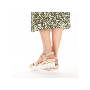 Rieker 67173-60 Cream Womens Casual Comfort Slingback Wedge Sandals