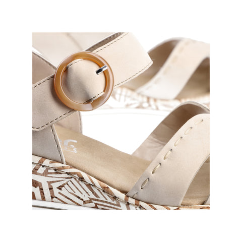 Rieker 67173-60 Cream Womens Casual Comfort Slingback Wedge Sandals
