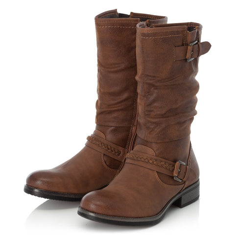 Rieker 98860-22 Brown Womens Casual Comfort Zip Up Calf Boots