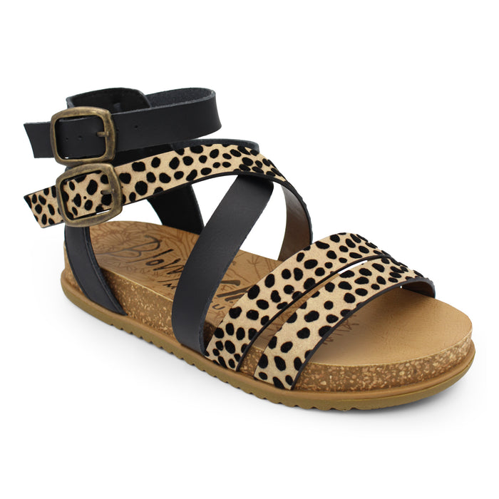 Blowfish Fandie BF9000 Sand Pixie Leopard/Black Womens Vegan Casual Comfort Open Toe Sandals