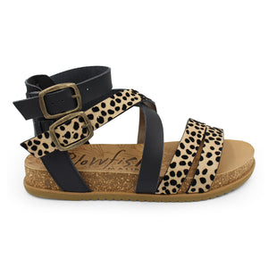 Blowfish Fandie BF9000 Sand Pixie Leopard/Black Womens Vegan Casual Comfort Open Toe Sandals