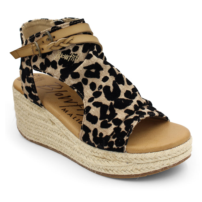 Blowfish BF9004E Lacey4Earth Sand Wildcat Womens Casual Comfort Open Toe Wedge Sandals