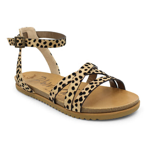 Blowfish Maylie BF9011 Sand Pixie Leopard Print Womens Vegan Casual Comfort Buckled Sandals