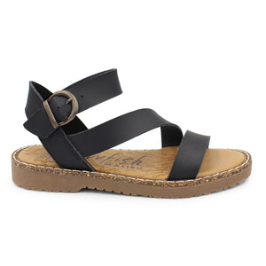 Blowfish Cara BF9291 Black Dyecut Womens Vegan Casual Comfort Open Toe Sandals
