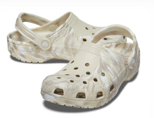 Crocs Classic Marble Clog Bone Multi Unisex Croslite Casual Slip On Shoes Lightweight Beach