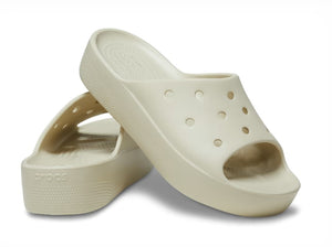 Crocs Classic Platform Bone Multi Casual Slider Slip On Sandal Lightweight Beach