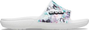 Crocs Graphic Tie Dye Multi/ White Casual Slider Slip On Sandal Lightweight Beach
