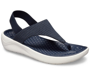 Crocs Literide Navy/White Mesh Flip Wedge Womens Comfort Sandals