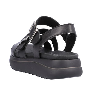 Remonte D0L50-00 Black Womens Casual Comfort Leather Buckle Sandals