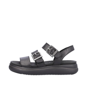 Remonte D0L50-00 Black Womens Casual Comfort Leather Buckle Sandals
