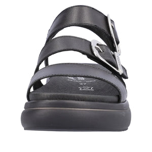 Remonte D0L50-00 Black Womens Casual Comfort Leather Buckle Sandals