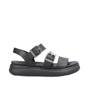 Remonte D0L50-00 Black Womens Casual Comfort Leather Buckle Sandals