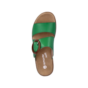 Remonte D0Q51-52 Green Womens Casual Comfort Buckle Detail Slip On Mule Sandals