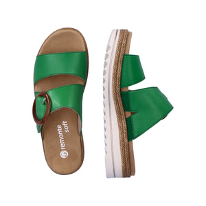 Remonte D0Q51-52 Green Womens Casual Comfort Buckle Detail Slip On Mule Sandals