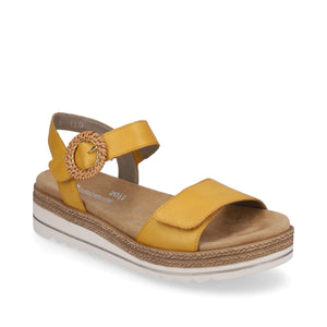 Remonte D0Q52-68 Yellow Womens Casual Comfort Touch Fastening with Buckle Detail Sandals