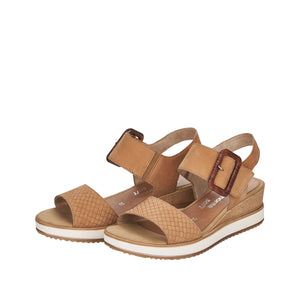 Remonte D6453-60 Beige Womens Casual Comfort Touch Fastening Wedge Sandals