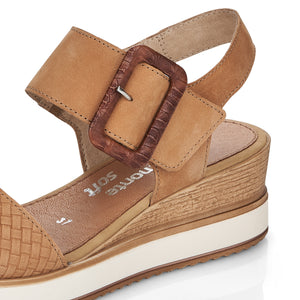 Remonte D6453-60 Beige Womens Casual Comfort Touch Fastening Wedge Sandals