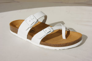 Plakton 181032 Savannah Blanco White Womens Casual Comfort Leather Sandals