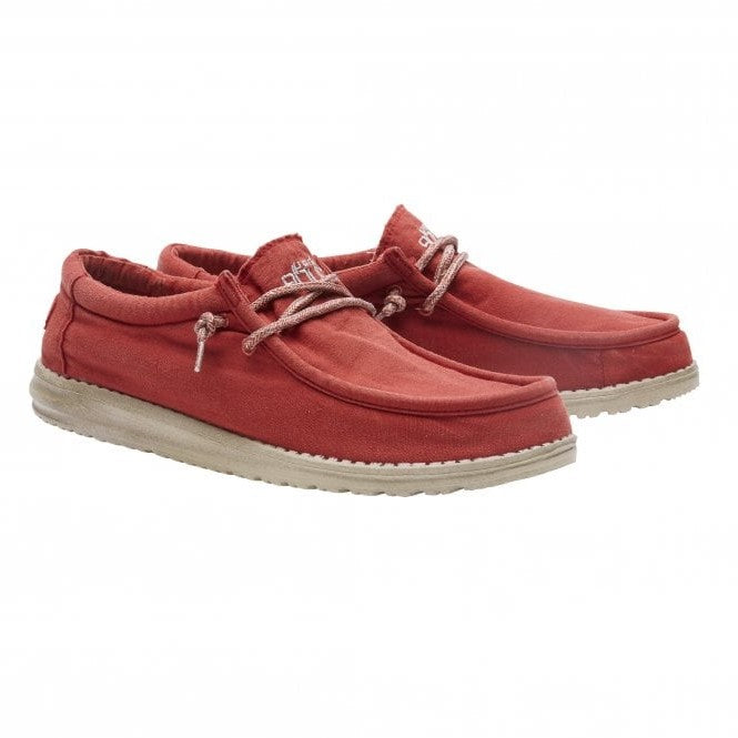 Dude Wally Washed Brick Casual Comfort Canvas Deck Shoes