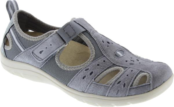 Earth Spirit Cleveland Frost Grey Womens Casual Touch Fastening Suede Shoes