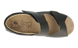 Easy B 70218A Bliss 2 Black 2 V Women's Touch Fastening Open Toe Shoes Sandals