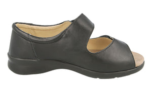 Easy B 70218A Bliss 2 Black 2 V Women's Touch Fastening Open Toe Shoes Sandals