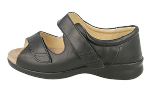 Easy B 70218A Bliss 2 Black 2 V Women's Touch Fastening Open Toe Shoes Sandals
